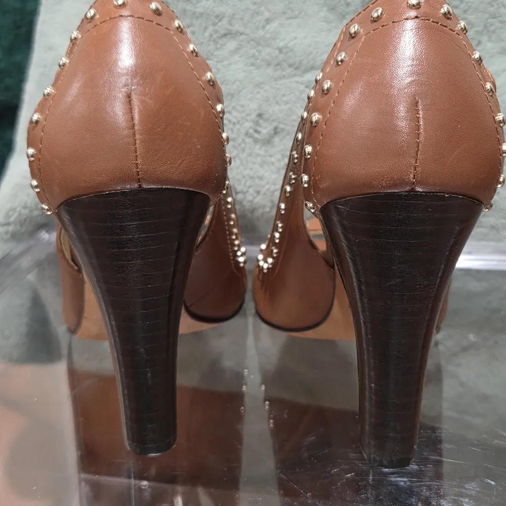 Coach Tan Studded Women's Heels - Picture 4 of 5